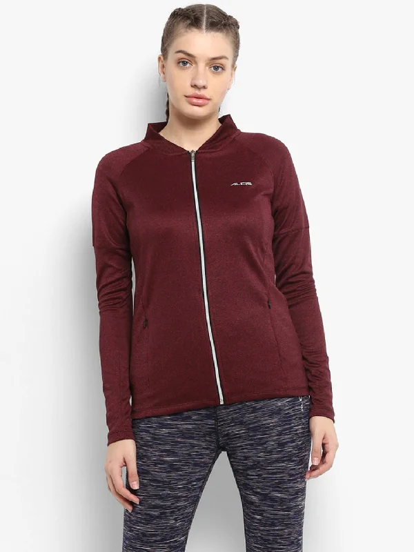 Alcis Women Maroon Solid Jackets Notch Collar Jacket Peter Pan Collar Jacket Cowl Neck Jacket