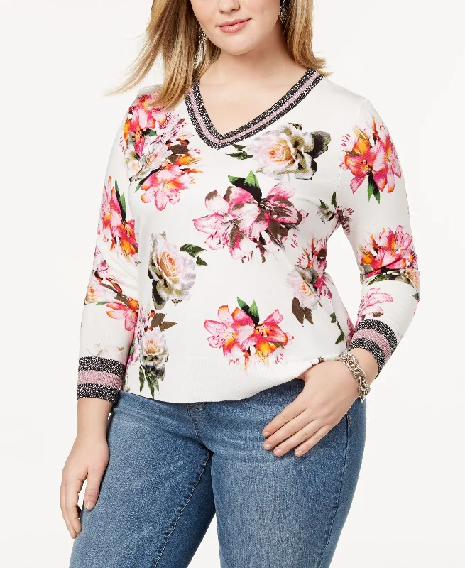 Plus Size Varsity Sweater Iron Safe Non-Iron Wrinkle Free