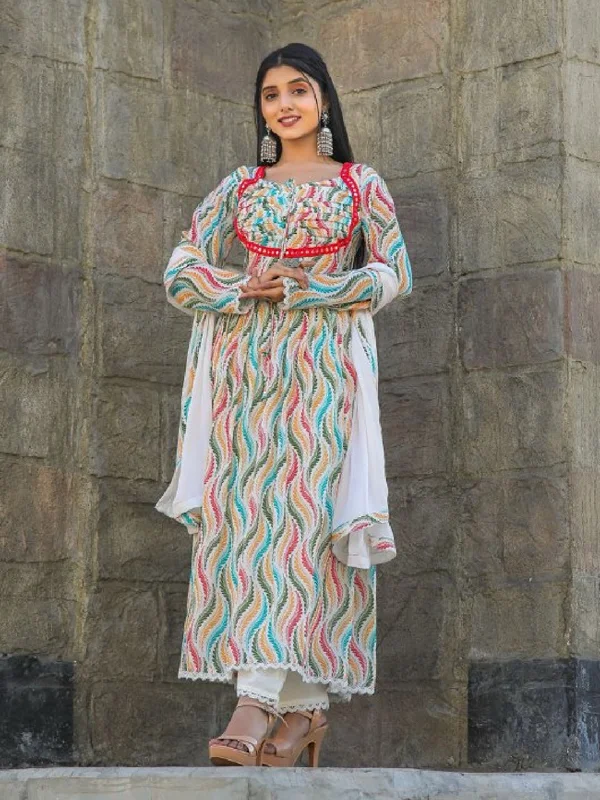 Multi Trendy Designer Readymade Pant Suit With Digital Printed Work Lightweight Linen Pants