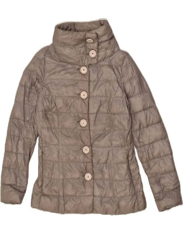 HERNO Womens Padded Jacket UK 12 Medium Beige Front Pockets Side Pockets Patch Pockets