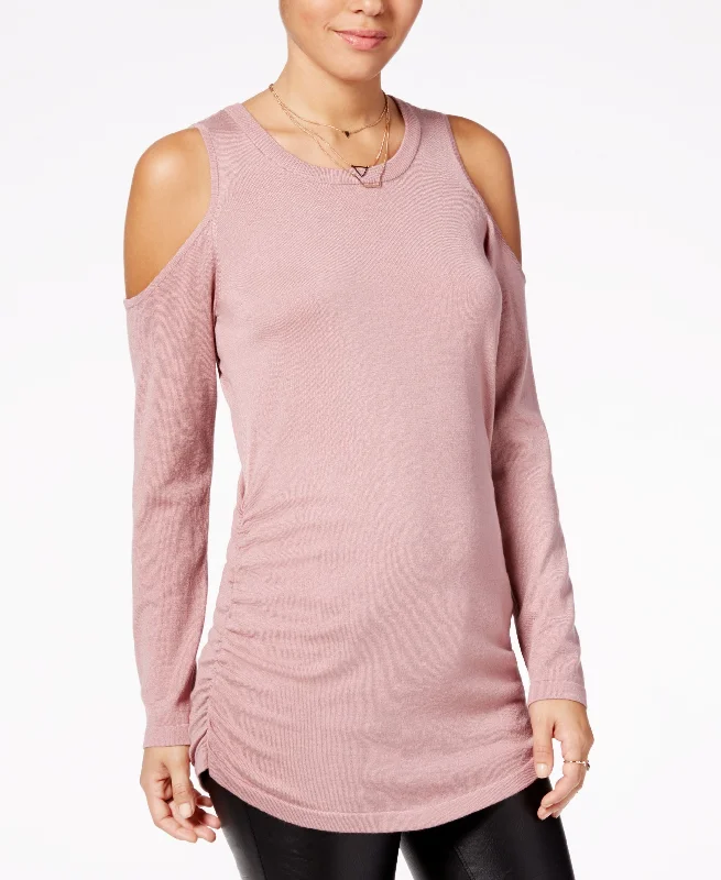 Juniors' Ruched Cold-Shoulder Sweater Knit Fabric Woven Fabric Fleece Fabric