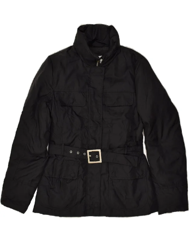 BENETTON Womens Padded Jacket UK 14 Medium Black Fleece Fabric Down Fabric Feather Fabric