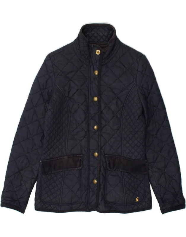 JOULES Womens Quilted Jacket UK 10 Small  Navy Blue Polyamide Striped Jacket Polka Dot Jacket Floral Jacket