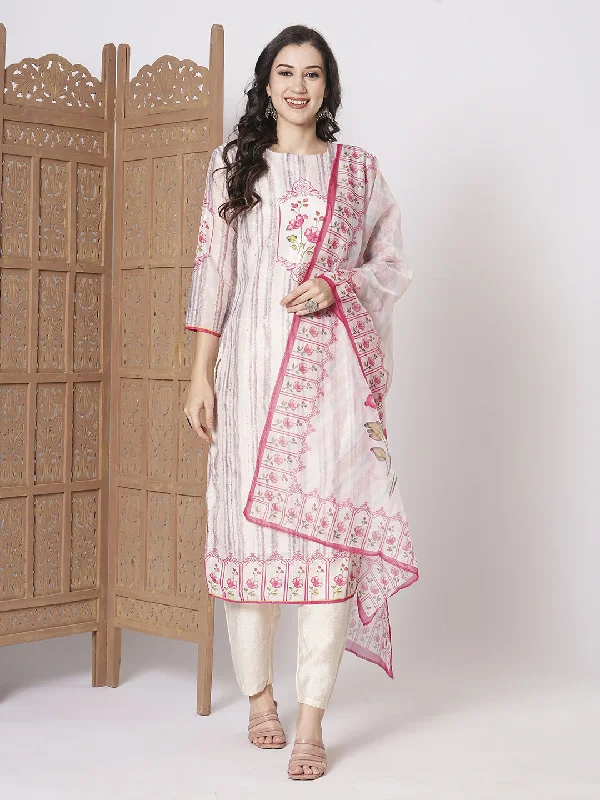 White Designer Readymade Pant Suit With Embroidery Printed Work Cozy Fitted Pants