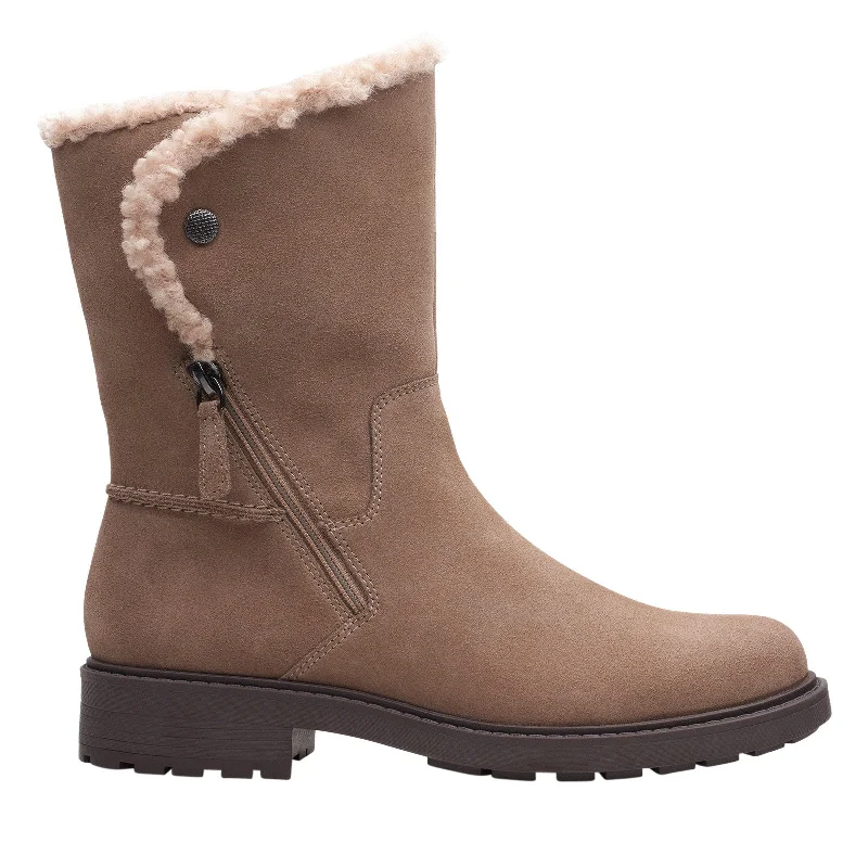 Clarks Opal Zip 26167829 Womens Brown Suede Zipper Casual Dress Boots Boat Neckline Classic