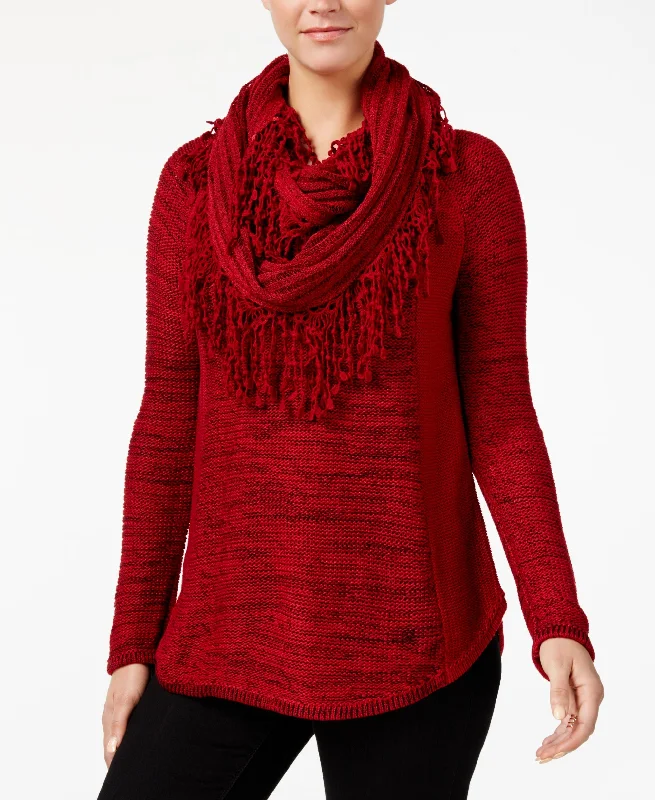 Style & Co Removable Scarf Sweater Zippered Buttoned Snapped