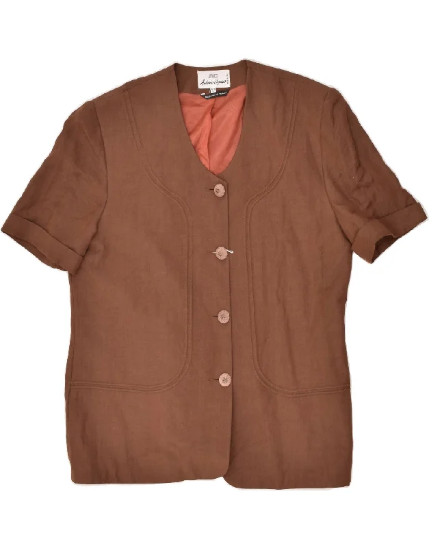 VINTAGE Womens 4 Button Blazer Jacket IT 50 XL Brown Flax Fitted Jacket Loose Jacket Oversized Jacket