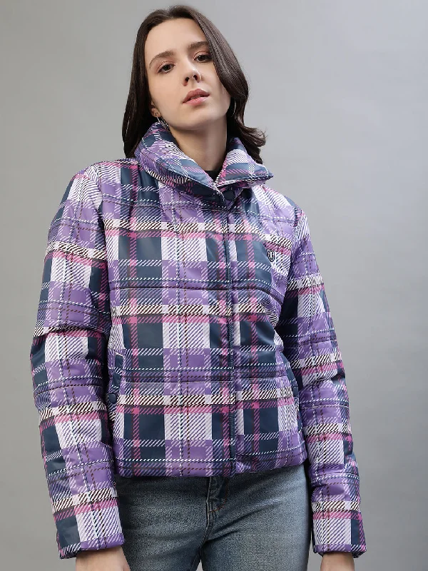 Iconic Women Multi Checked Collar Jacket Plaid Jacket Tartan Jacket Houndstooth Jacket