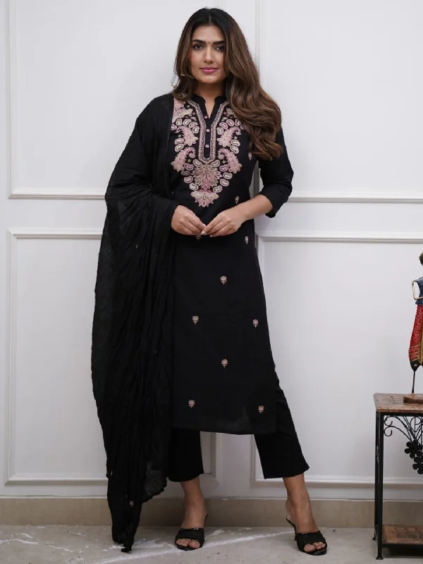 Designer Salwar Black Suit Pant With Heavy Thread Embroidery Printed Sequins Work Comfortable Jogging Pants