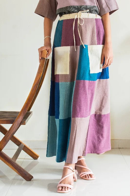Aadya Moda Women's Kala Cotton Mosaic Maxi Skirt with Pockets athletic skirt fit