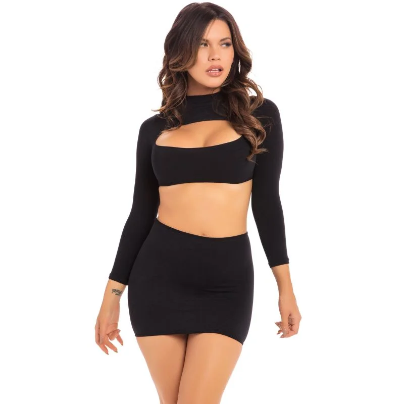 Stop and Stare 2 Pc Skirt Set Black mini skirt trendy