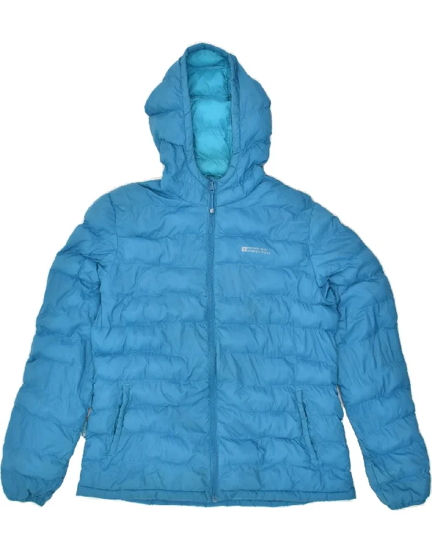 MOUNTAIN WAREHOUSE Womens Hooded Padded Jacket UK 16 Large  Blue Polyester Knit Jacket Woven Jacket Fleece Jacket