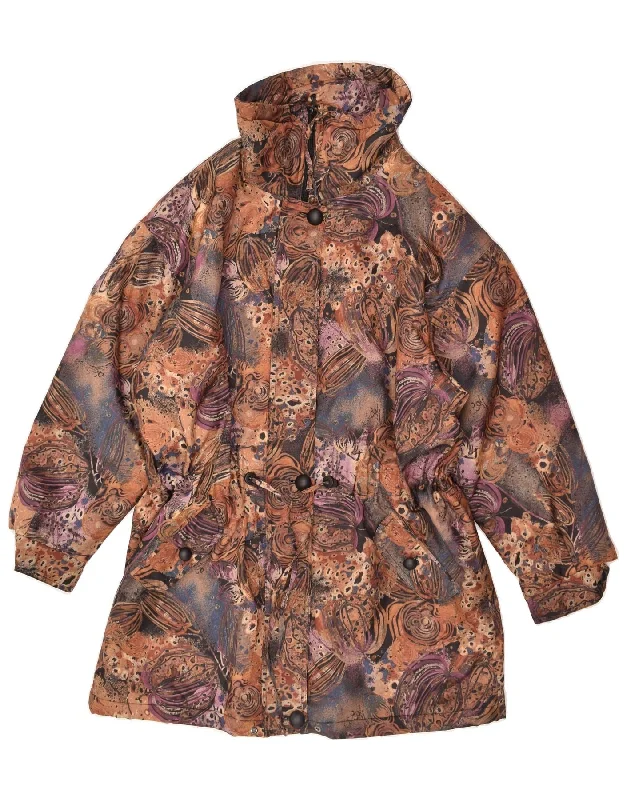 VINTAGE Womens Abstract Pattern Utility Jacket UK 20 2XL Brown Geometric Appliqued Jacket Beaded Jacket Sequined Jacket