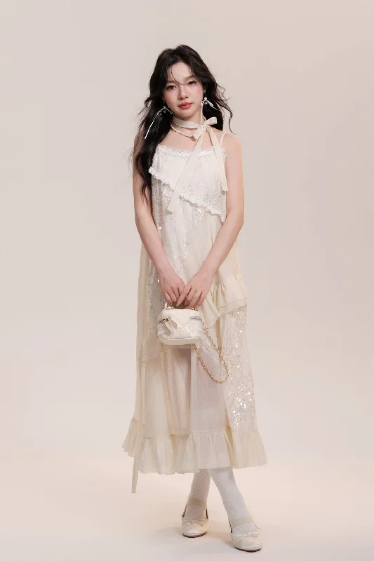 Moon Jasmine Sequined Suspender Long Dress AOO0003 Tunics Recommended stylist