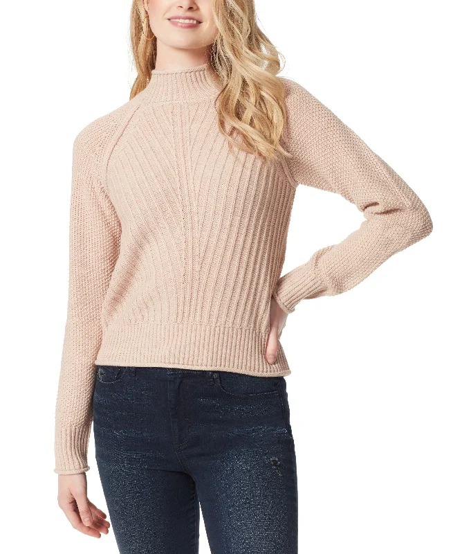 Jessica Simpson Avianna Mock Neck Ribbed Sweater Ribbed Striped Patterned