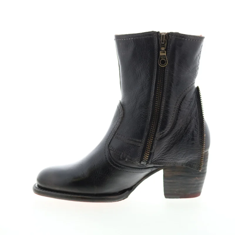 Bed Stu Iris F393015 Womens Black Leather Zipper Casual Dress Boots Tunics Mesh breathable