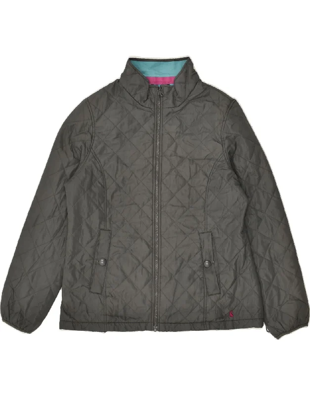 JOULES Womens Originals Quilted Jacket UK 16 Large  Grey Polyester Denim Jacket Leather Jacket Suede Jacket
