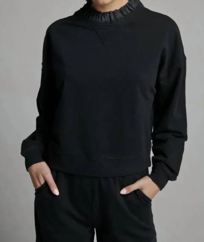 Lucie Sweatshirt In Black Hoodie with Color Block Contrast Stylish
