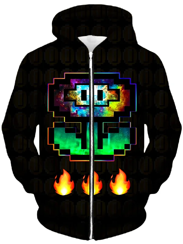 Flower Power Unisex Zip-Up Hoodie Hoodie with Batwing Sleeves Loose Dramatic