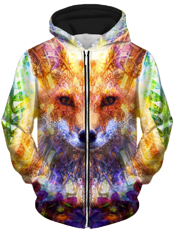 Fox Unisex Zip-Up Hoodie Hoodie with Reflective Safety Nightwear