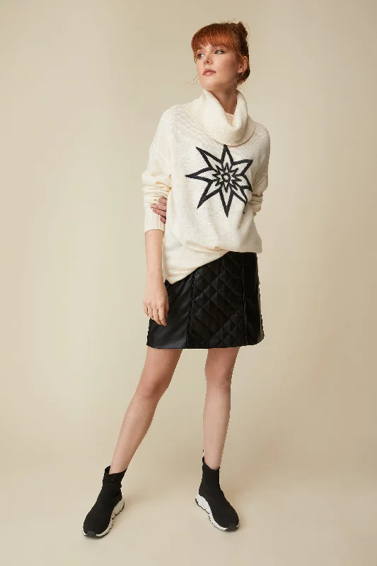 Turtleneck sweater with star pattern Neon Metallic Matte
