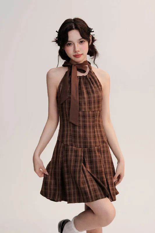 Bow Waist Halter Dress AOO0018 Tunics Versatile stylish