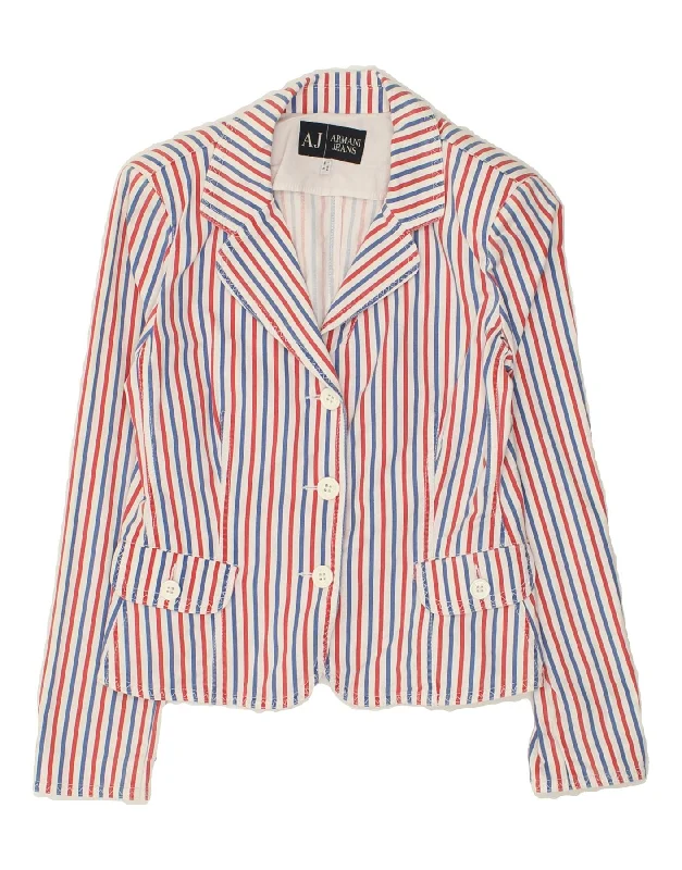 ARMANI JEANS Womens 3 Button Blazer Jacket UK 14 Medium Multicoloured Hoodie Zip-Up Jacket Button-Up Jacket