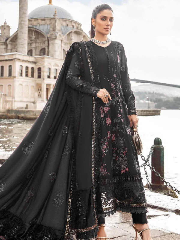 Light Black Classy Designer Semi-Stitched Pant Suit With Embroidery Work Relaxed High-Waist Trousers