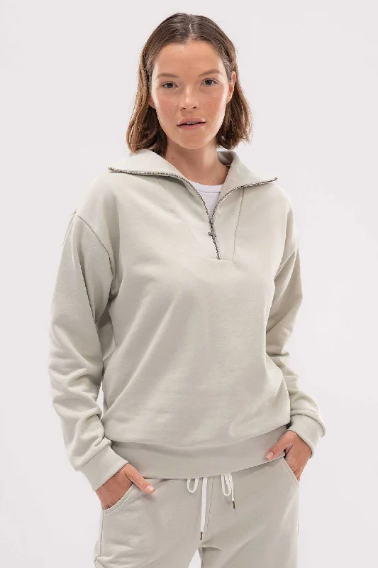 Womens Elin Zip Sweater - Soft Sage Anti-Pilling Anti-Shrink Durable