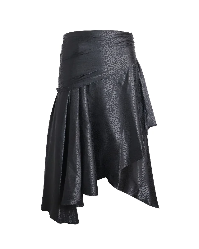 Dodo Bar Or Draped Midi Skirt in Black Polyester maxi skirt elegant