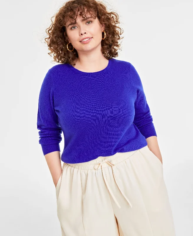 Plus Size 100% Cashmere Crewneck Sweater Cotton Fabric Linen Fabric Terry Fabric