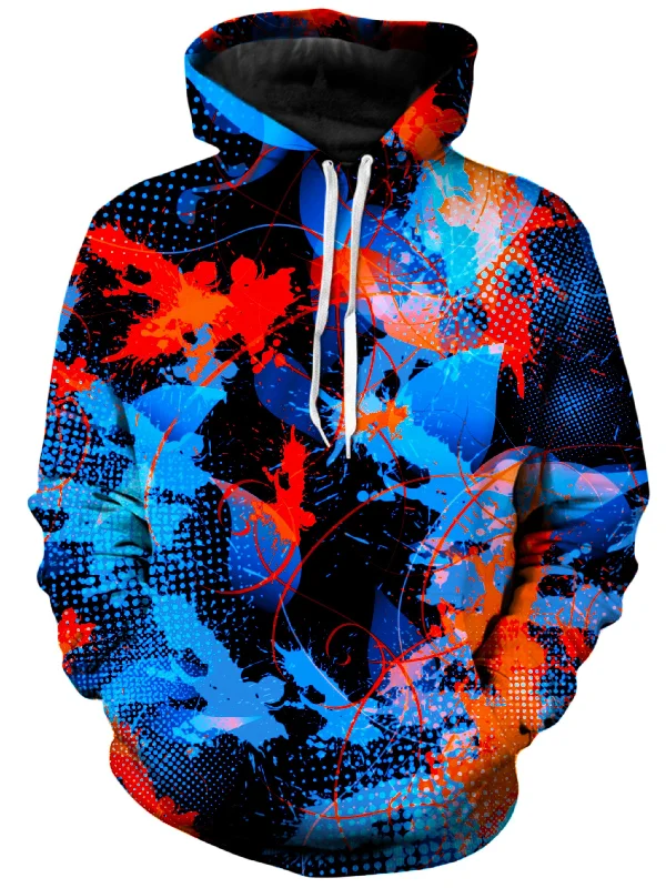 Blue and Orange Paint Splatter Unisex Hoodie Hoodie with Earth Tones Natural Calm