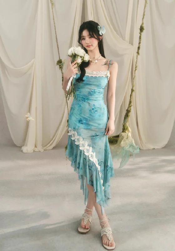 Butterfly Lace Design Turquoise Camisole Dress BBB0050 Tunic Top Casual