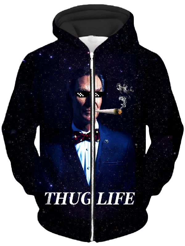 Bill Hye Thug Life Unisex Zip-Up Hoodie Hoodie with Bell Sleeves Flared Feminine