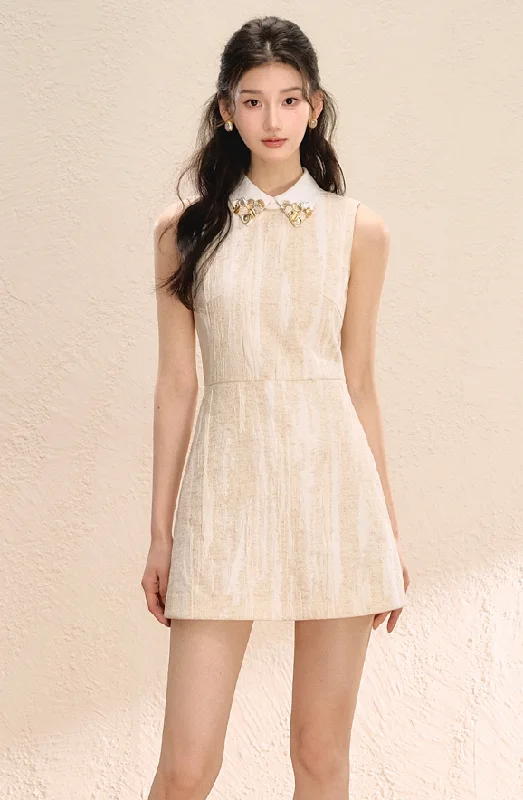 Button Collar Waist Slim Elegant Jacquard Dress OSH0048 Tunics Leisure comfortable