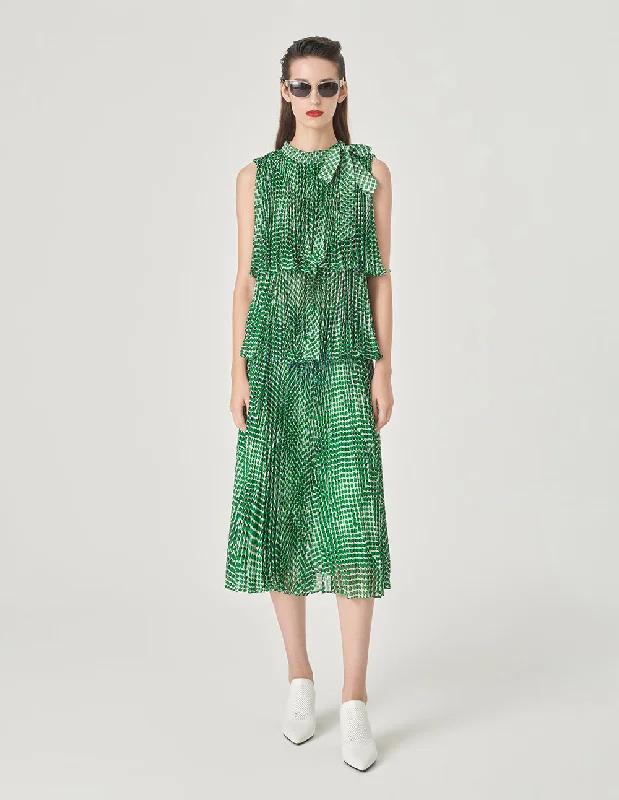 MARYLING Pleated Printed Skirt chiffon skirt flowing