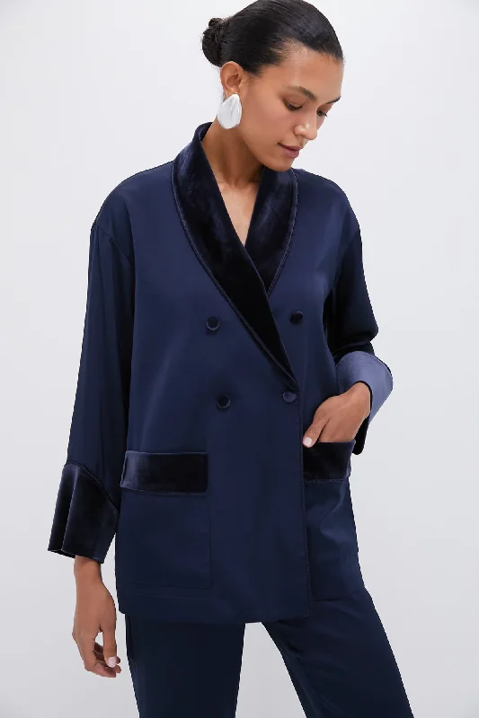 Navy Smoking Jacket V-Neck Jacket Boat Neck Jacket Square Neck Jacket