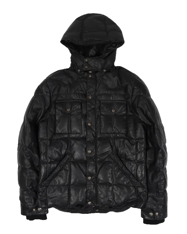 Leather Puffer Down Jacket Tailored Jacket Straight Jacket A-Line Jacket