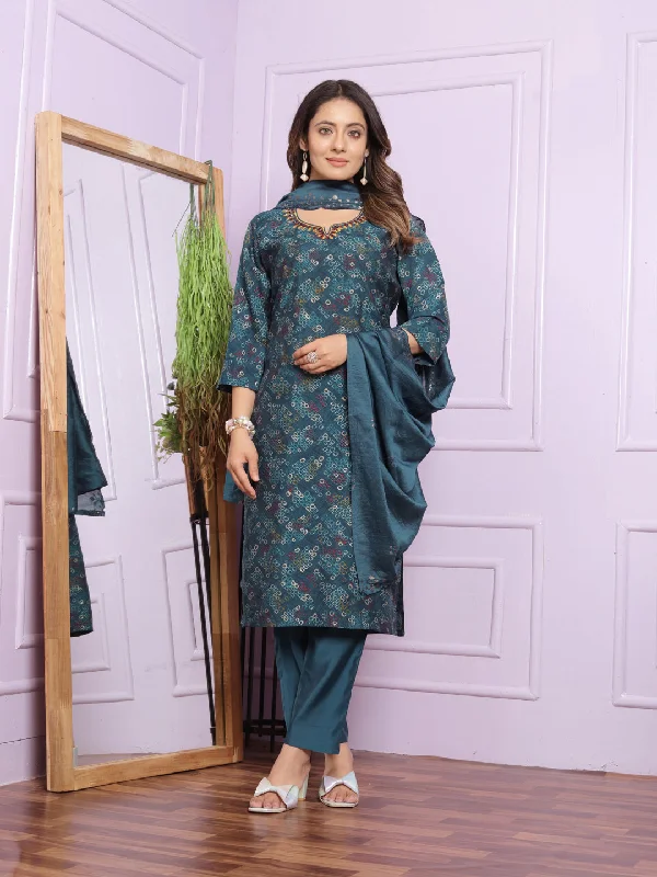 Blue Readymade Designer Pant Suit With Hand Work Lightweight Linen Pants