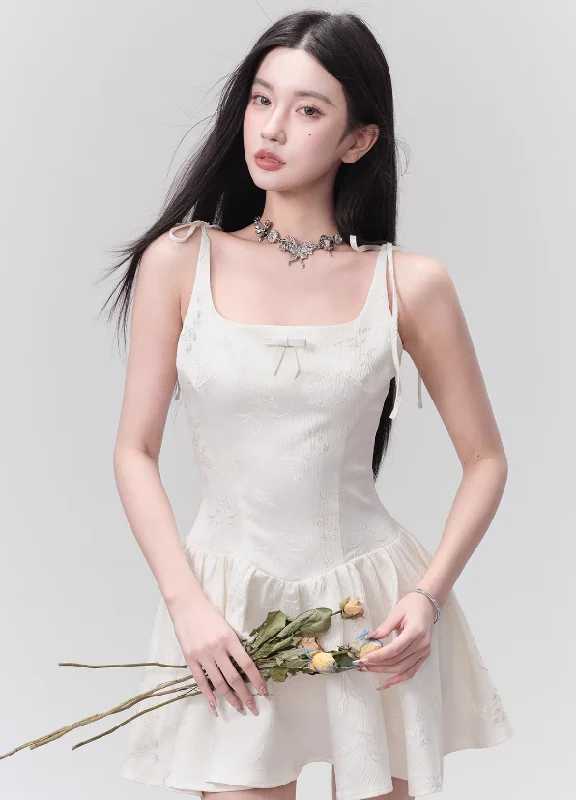 Bow Jacquard Princess Tutu Dress FRA0164 Tunics Versatile all-occasion