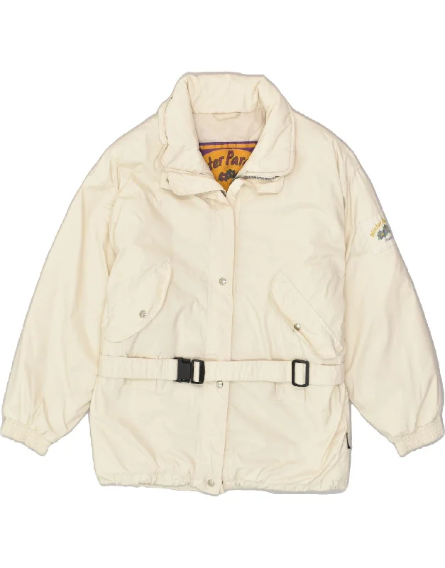 SAMAS Womens Windbreaker Jacket UK 16 Large Off White Wool Fabric Cashmere Fabric Tweed Fabric