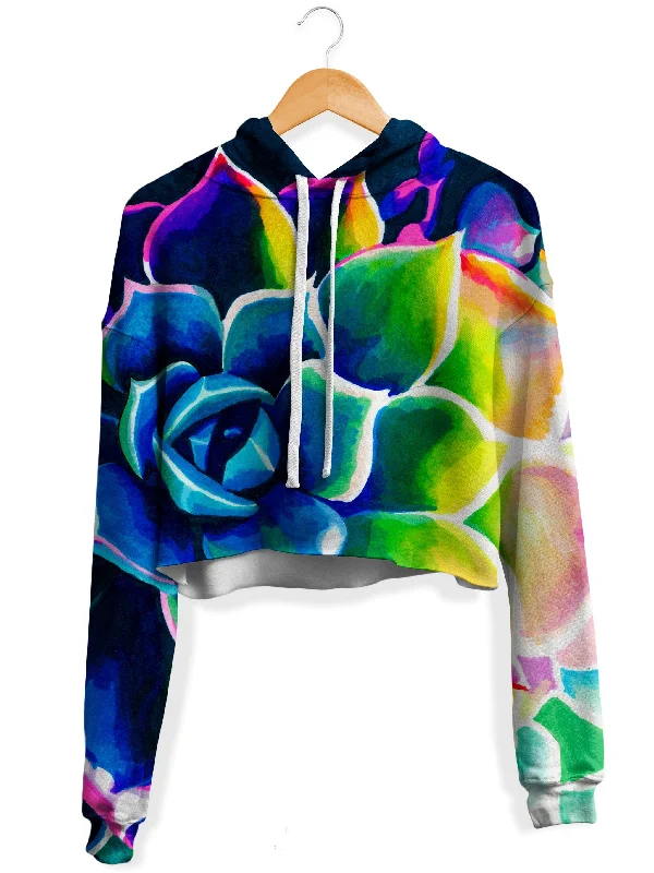 Supp Succulent Fleece Crop Hoodie Hoodie with Strings Custom Fit Adjustable