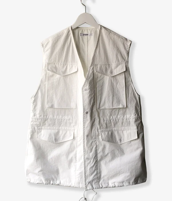 PHEENY/COTTON NYLON DUMP FIELD JACKET VEST(WHITE) Trench Coat Raincoat Waterproof Jacket