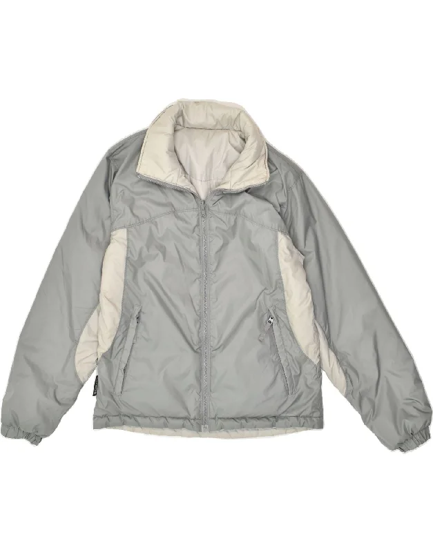 COLUMBIA Womens Reversible Windbreaker Jacket UK 14 Medium Grey Tailored Jacket Straight Jacket A-Line Jacket