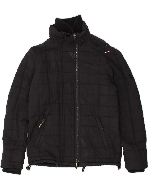 SUPERDRY Womens Windcheater Padded Jacket UK 10 Small Navy Blue Nylon Welt Pockets Slit Pockets Flap Pockets