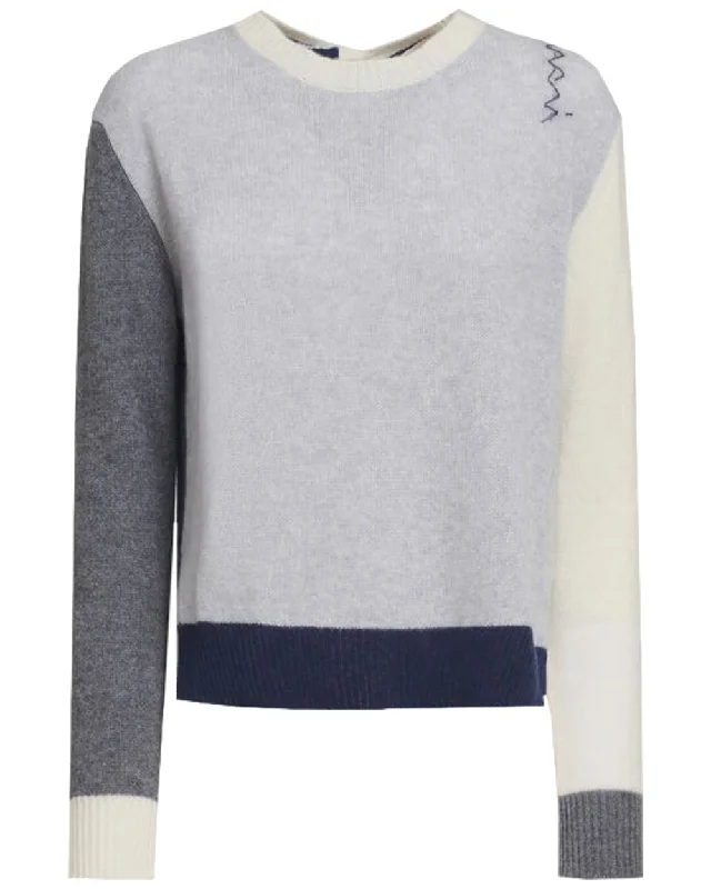Sodium Colorblock Round Neck Sweater Chenille Blend Fleece Blend Nylon Blend