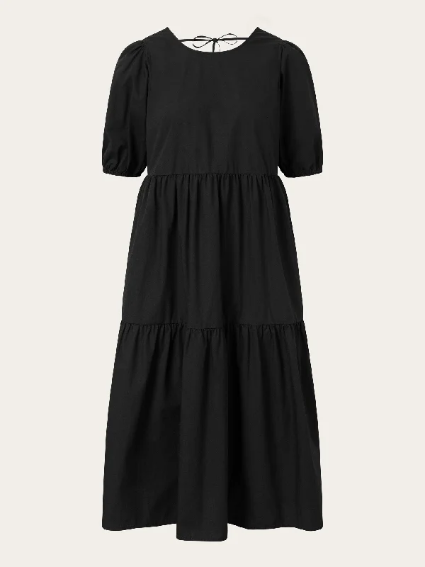 Puff sleeve poplin dress - Black Jet Tunics Versatile stylish