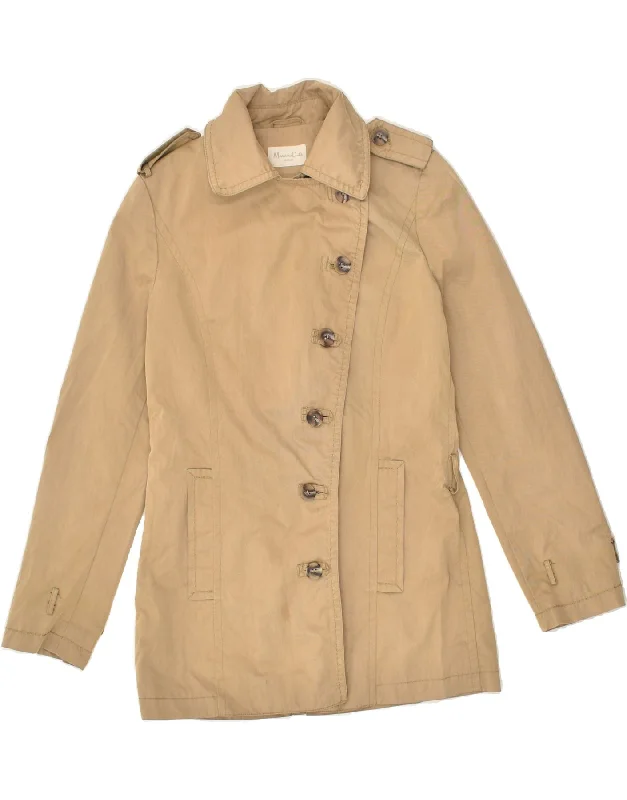 MASSIMO DUTTI Womens Military Jacket UK 12 Medium Beige Cotton Satin Jacket Silk Jacket Chiffon Jacket