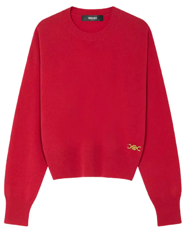 Lipstick Red Wool Icon Sweater Toggled Drawstring Belted