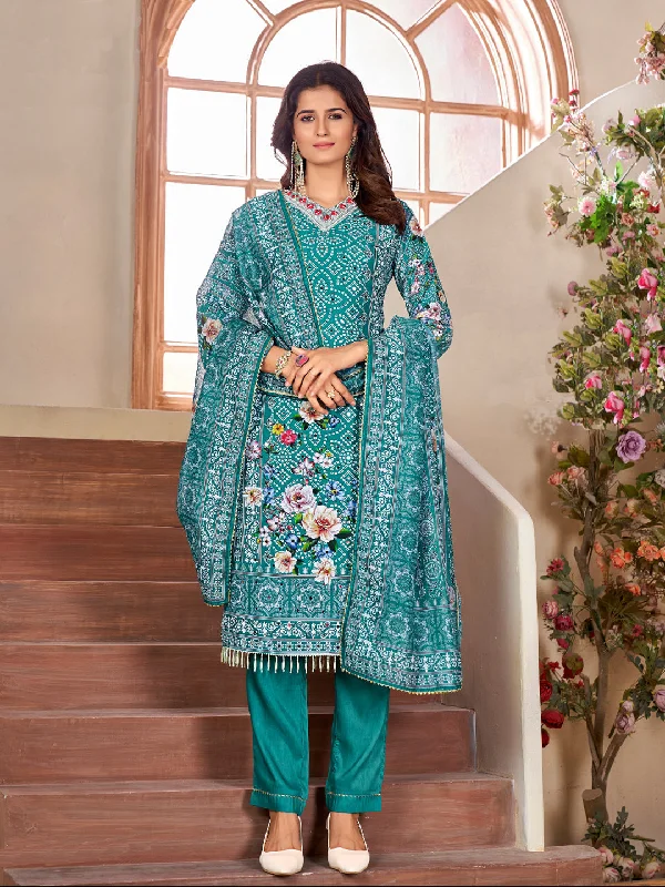 Multi Trendy Elementary Designer Readymade Pant Suit With Heavy Embroidery Work Relaxed Linen Pants